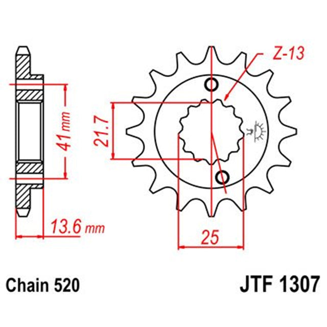 Piñon de Acero 15 Dientes Con Goma JTF1307 JT Sprockets