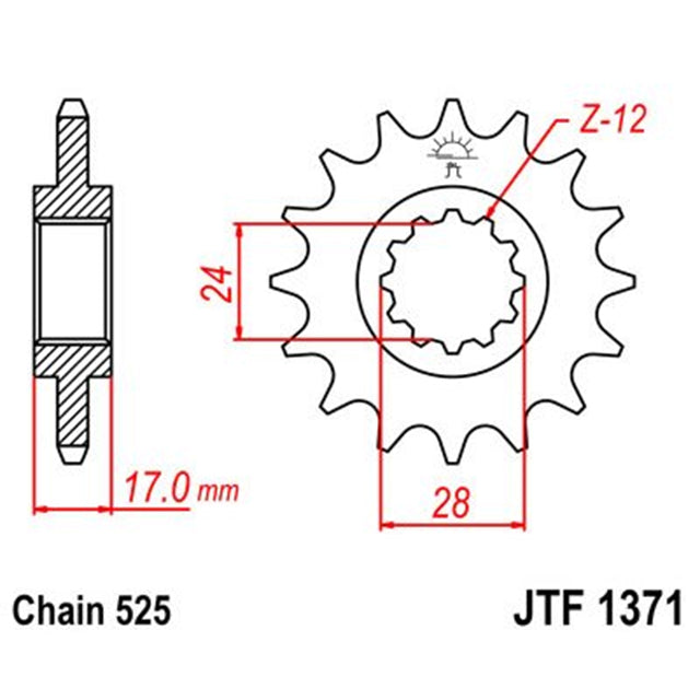 Piñon de Acero 15 Dientes JTF1371 JT Sprockets
