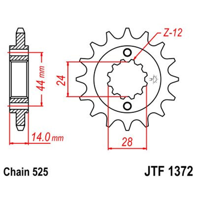 Piñon de Acero 17 Dientes JTF1372 JT Sprockets