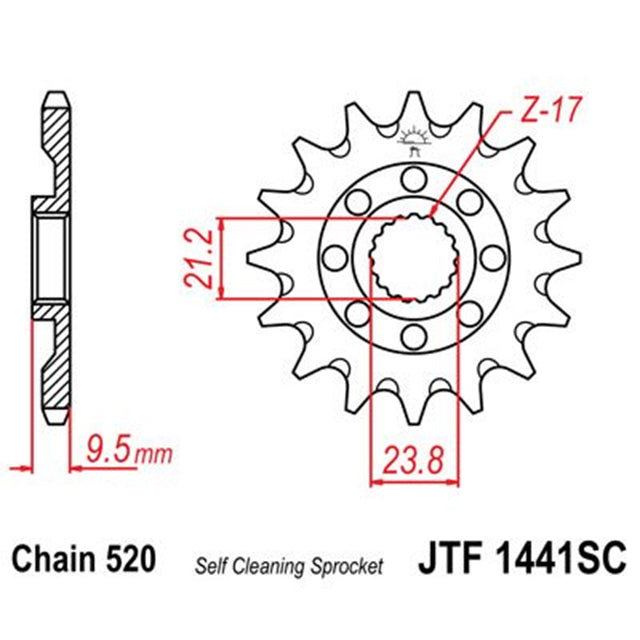 Piñon de acero antibarro Suzuki RMZ 450 2005-12 / RMX 450 2010-17 Z-13 JT Sprockets