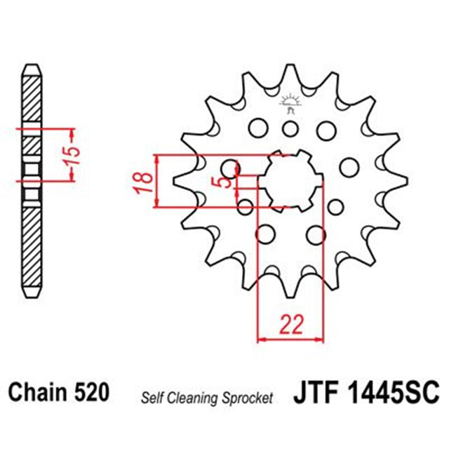 Piñon de acero antibarro Kawasaki KX 125 1994-08 Z-12 JT Sprockets