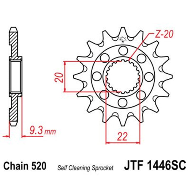 Piñon de acero antibarro Kawasaki KXF 250 4T 2006-20 Z-13 JT Sprockets