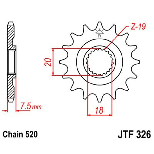 Piñon de acero Honda CR 125 88-03 Z-12 JT Sprockets