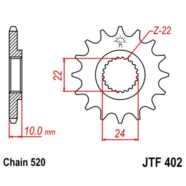 Piñon de Acero 16 Dientes Con Goma JTF402 JT Sprockets