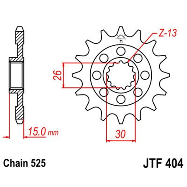 Piñon de Acero 17 Dientes Con Goma JTF404 JT Sprockets