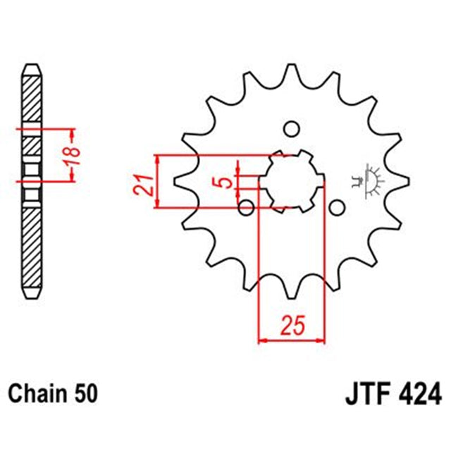 Piñon de Acero 16 Dientes JTF424 JT Sprockets JTF424.16