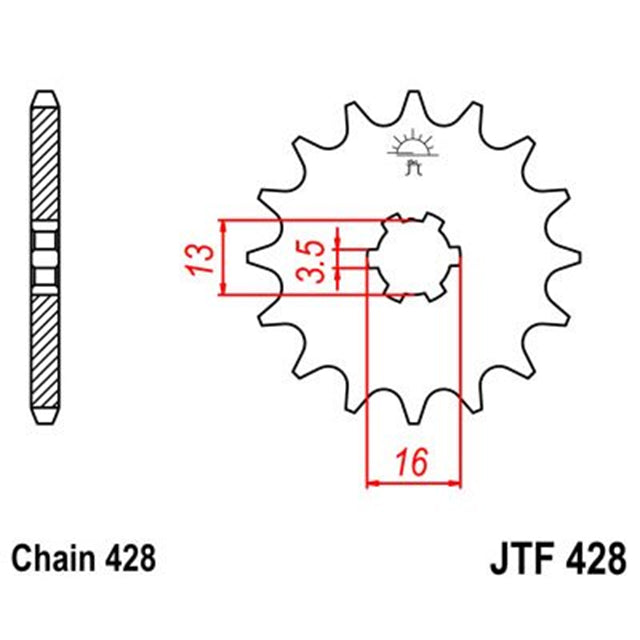 Piñon de Acero 13 Dientes JTF428 JT Sprockets JTF428.13