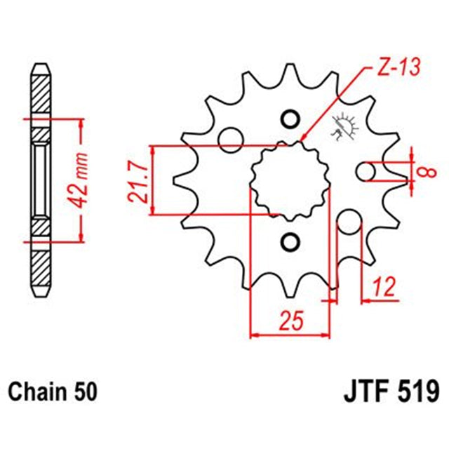 Piñon de Acero 17 Dientes JTF519 JT Sprockets