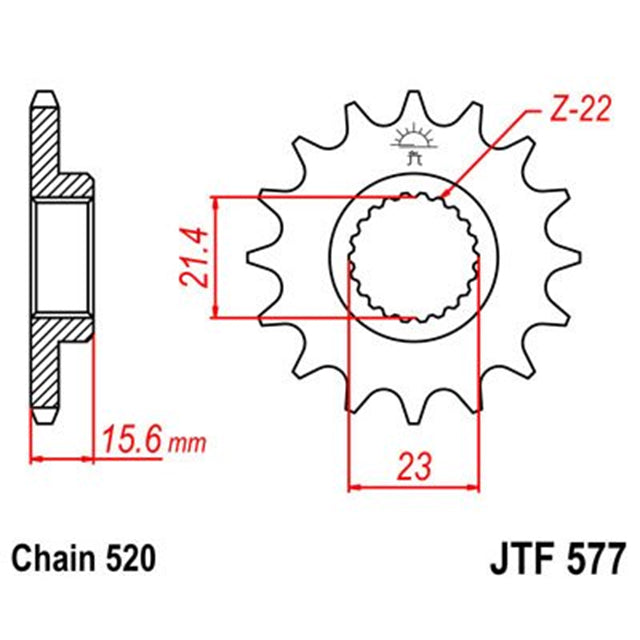 Piñon de Acero 15 Dientes Con Goma JTF577 JT Sprockets