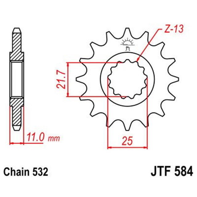 16 Tooth Steel Sprocket JTF584 JT Sprockets