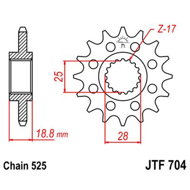Piñon de Acero Con Goma Aprilia RSV 1000 / BMW F800 Z-16 JT Sprockets