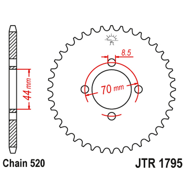 Corona de Acero 22 Dientes JTR1795 JT Sprockets