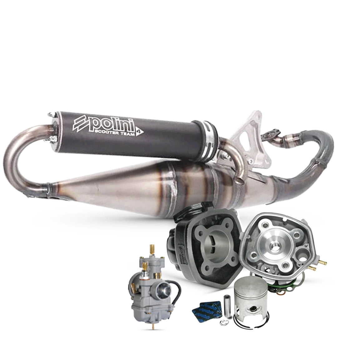 Kit Polini cilindro Sport 70cc, carburador CP 17,5mm e escape Polini