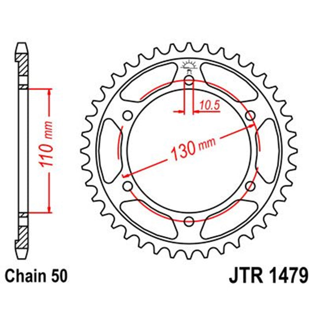 Corona de Acero 47 Dientes Zinc Negro JTR1479 JT Sprockets