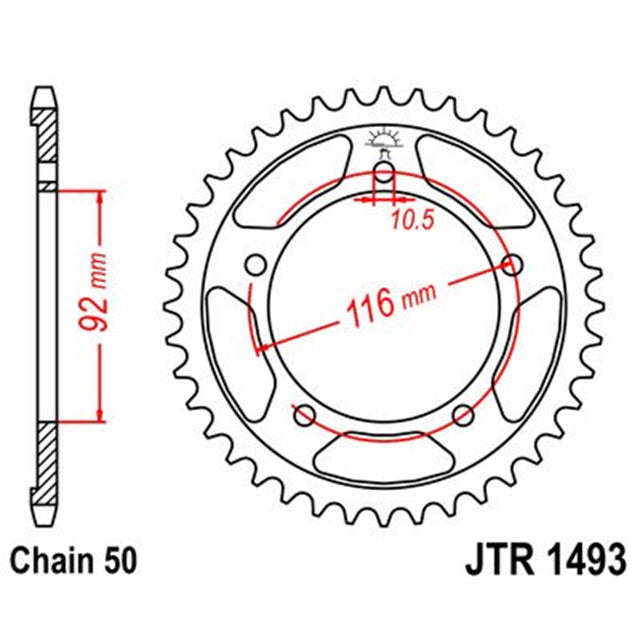 Corona de Acero 42 Dientes Zinc Negro JTR1493 JT Sprockets