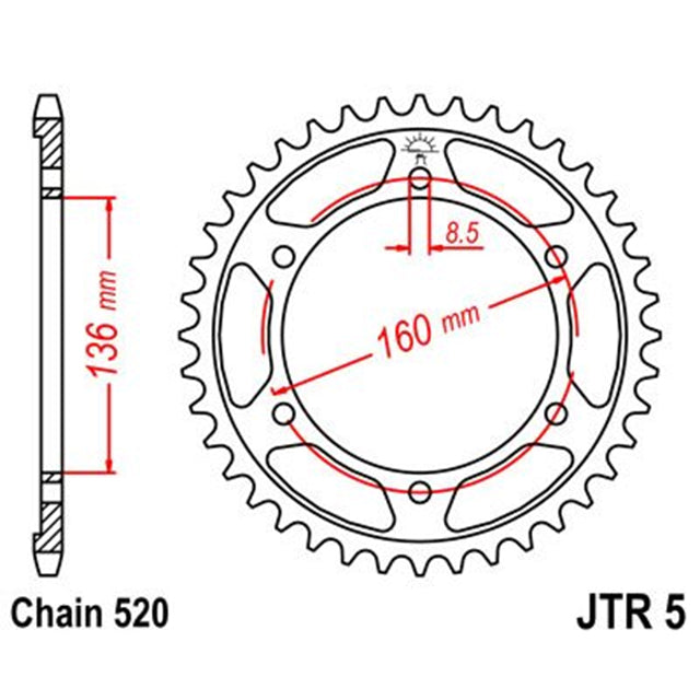 Corona de Acero 47 Dientes Zinc Negro JTR5 JT Sprockets