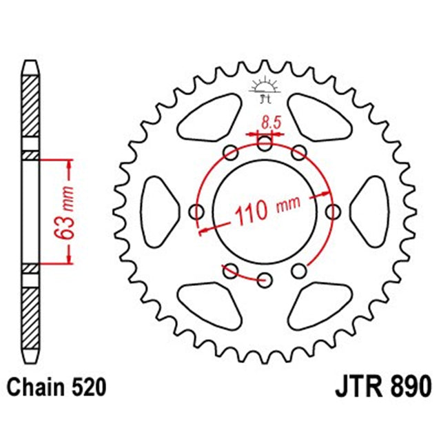 Corona de Acero 42 Dientes Zinc Negro JTR890 JT Sprockets