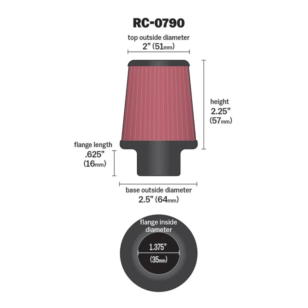 Filtro de aire K&N High Flow d.35mm