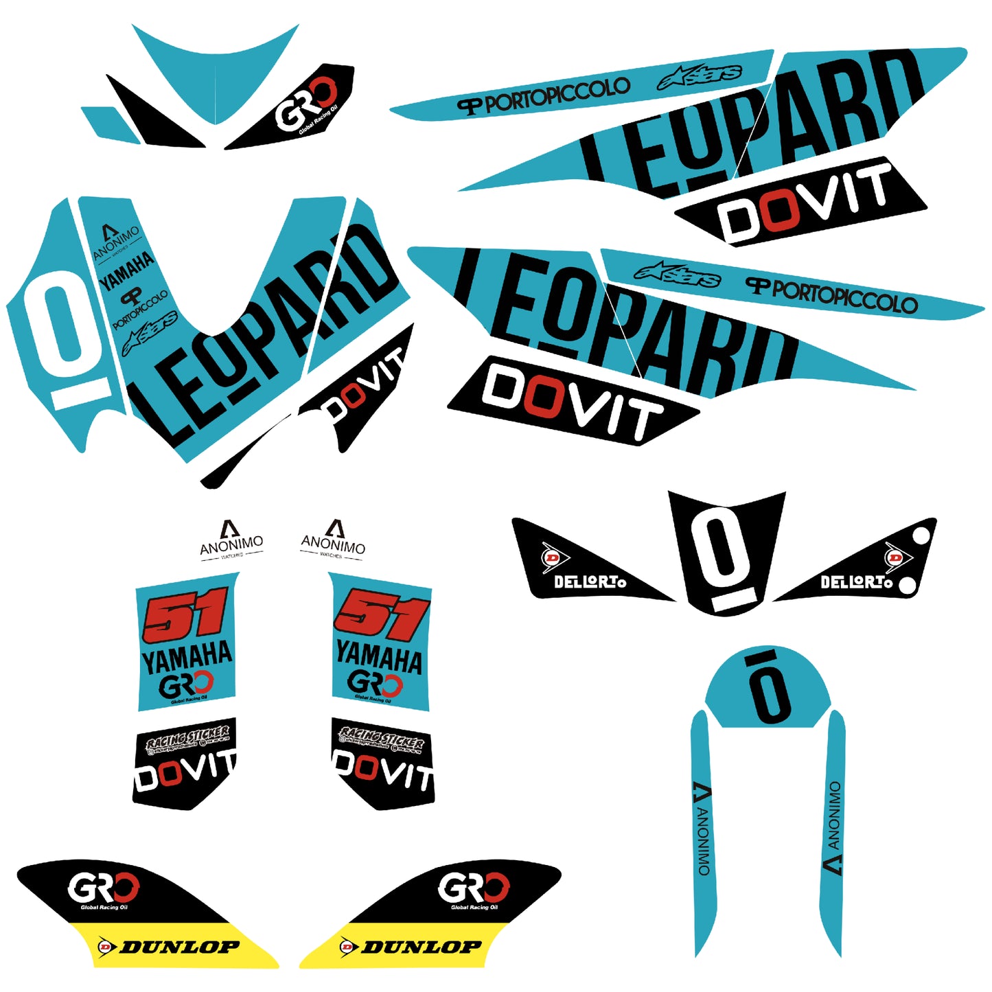 Yamaha Jog R/RR Blue Leopard Sticker Kit