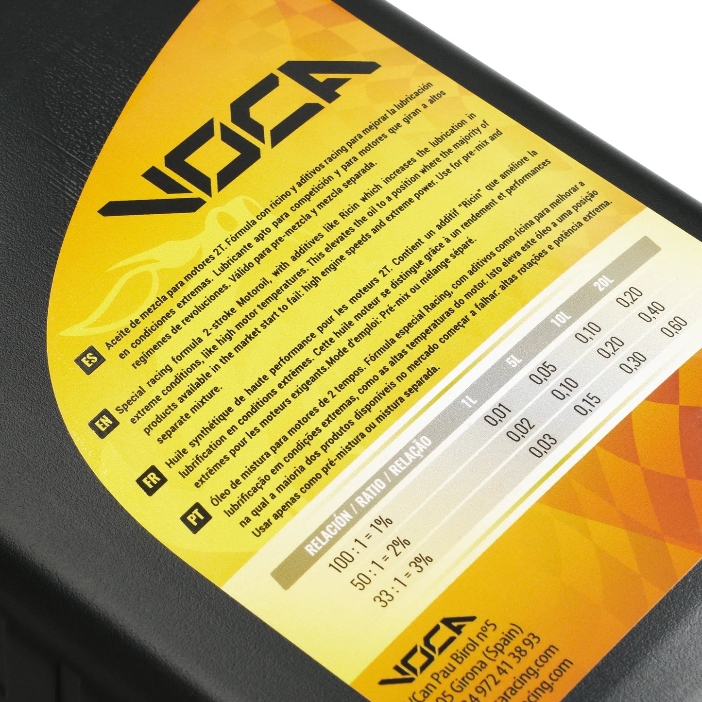 Óleo de mistura 2T 1L Speedfeed Voca Racing Rícino