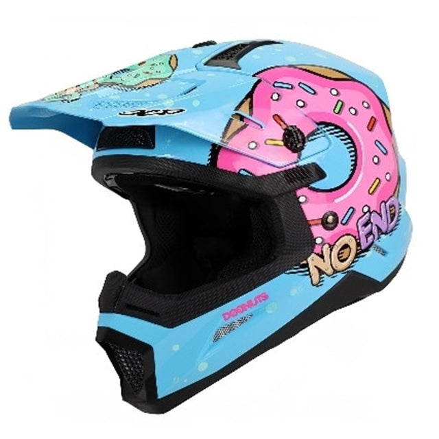 Noend Donuts blue children's motocross helmet
