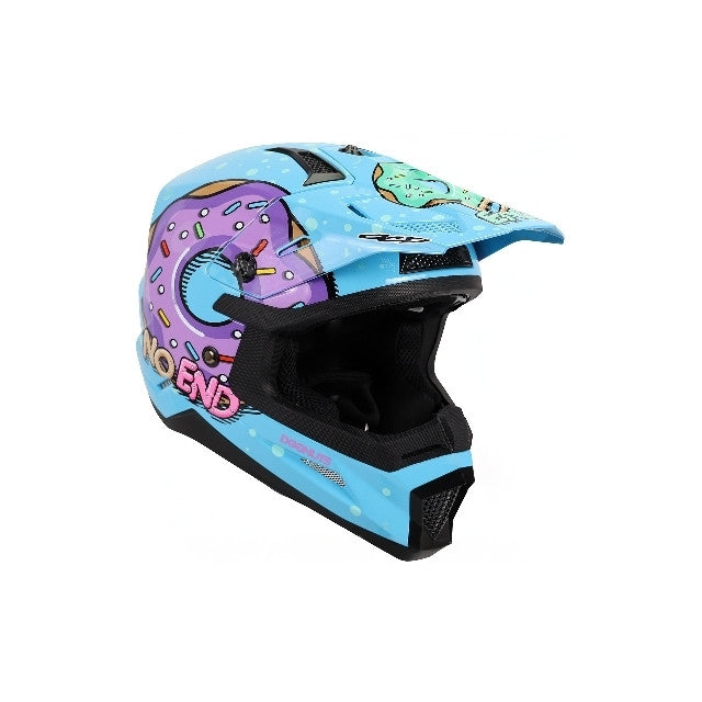 Noend Donuts blue children's motocross helmet