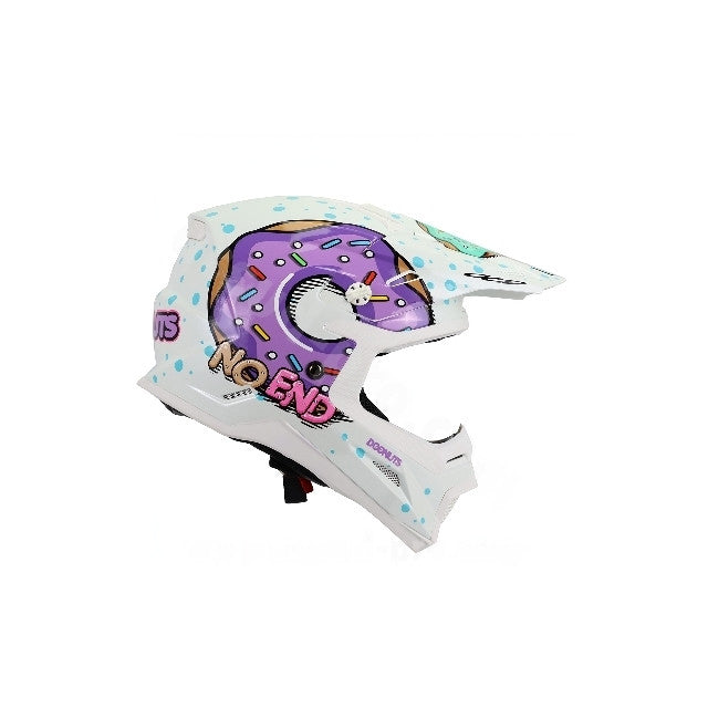 Noend Donuts white children's motocross helmet