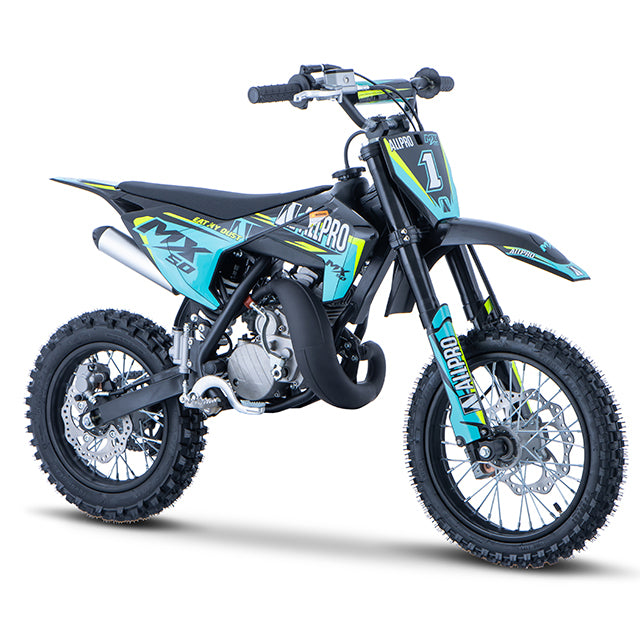 Pitbike infantil Minicross 50cc MX 2T AC llanta 14/12 AllPro - Azul AP100PB50.MX.1412.YE