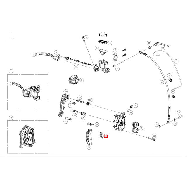 Pletina de fixação das pastilhas de travão dianteiras Rieju EC 125/200/250/300