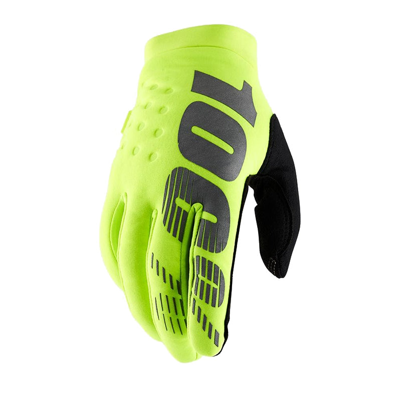 100% Brisker Winter Motocross Gloves - Fluorescent Yellow