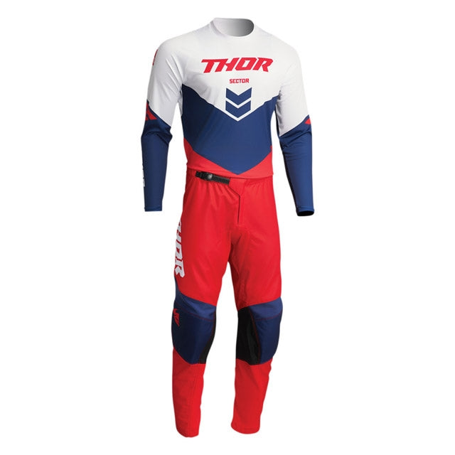 Pantalón Infantil Off-Road Thor Sector Chev rojo-azul