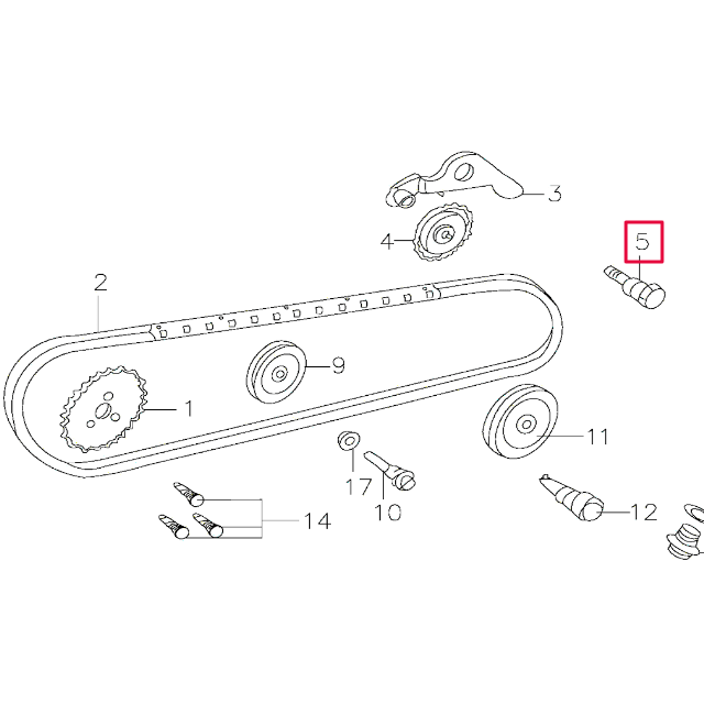 Tornillo soporte tensor distribución Pitbike motor 150-3/E 150-5 YX D00F044