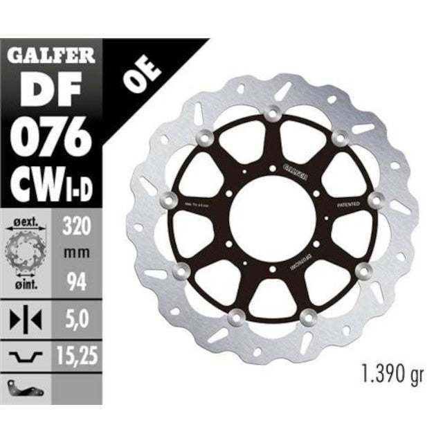 Disco de freno delantero flotante wave izquierdo Honda CBR 1000 RR Fireblade 08-16 Galfer DF076CWI