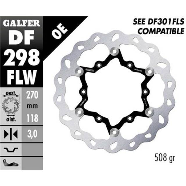 Disco de freno delantero Flotante Wave Fantic XEF 125-250-450 / Yamaha YZ 125-250/YZ-F 250-450 Galfer DF298FLW