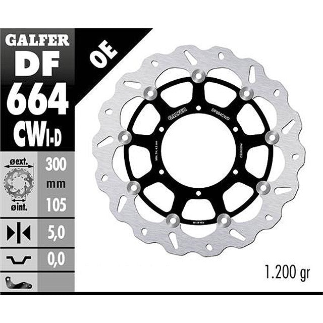 Disco de freno delantero Wave flotante BMW F 700 GS >2013 / BMW F 800 GS >2008 Galfer DF664CWD