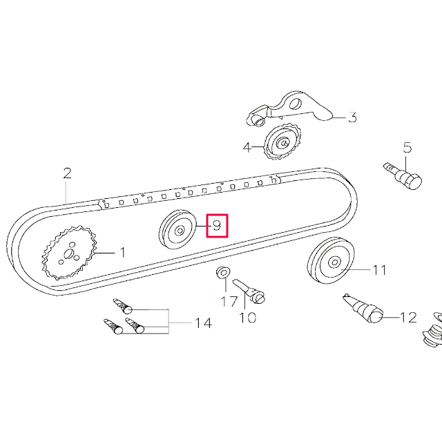 Rodillo guía cadena distribucíon Pitbike motor 150-3/E 150-5 YX E03C023