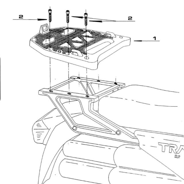 Adaptador maleta con parrilla Monokey Honda Transalp Domina Africa 600/650/750 88 Givi E200