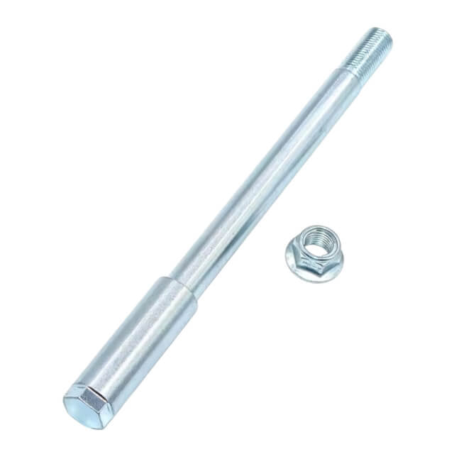 Eje rueda delantera PitBike L=225mm, incluye tuerca M14