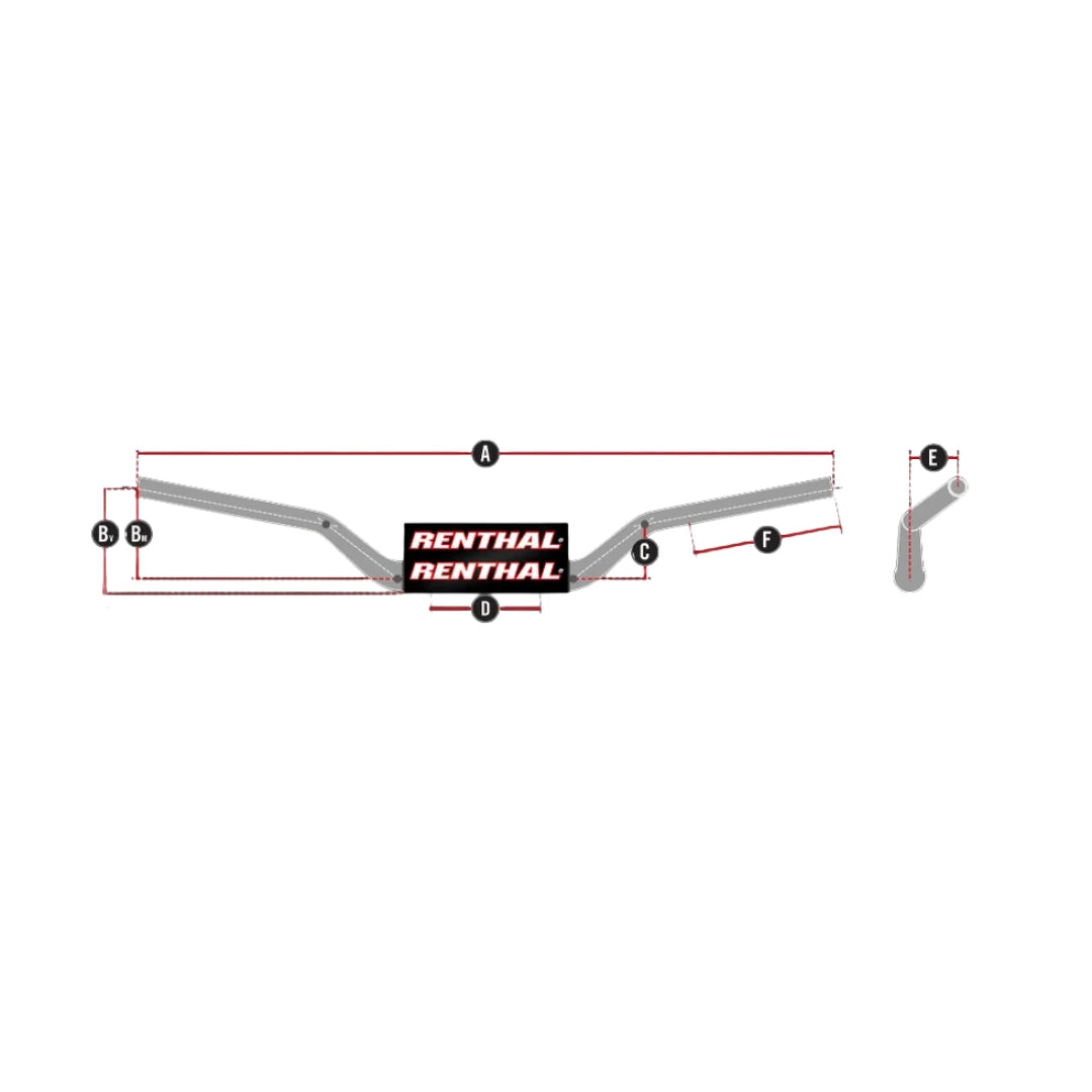 Handlebar Renthal d=22.2mm Trial 742 - Titanium