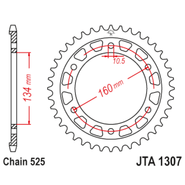 Corona de Alumínio 42 Dientes JTA1307 JT Sprockets JTA1307.42