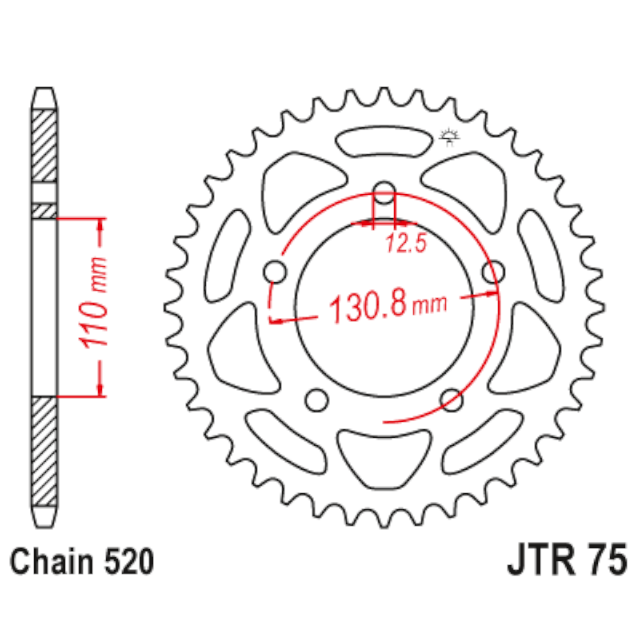 Corona de Alumínio 46 Dientes JTA75 JT Sprockets JTA75.46