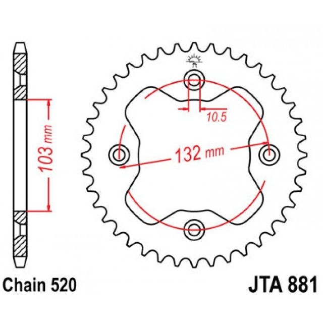 Corona de Alumínio 38 Dientes JTA881 JT Sprockets JTA881.38