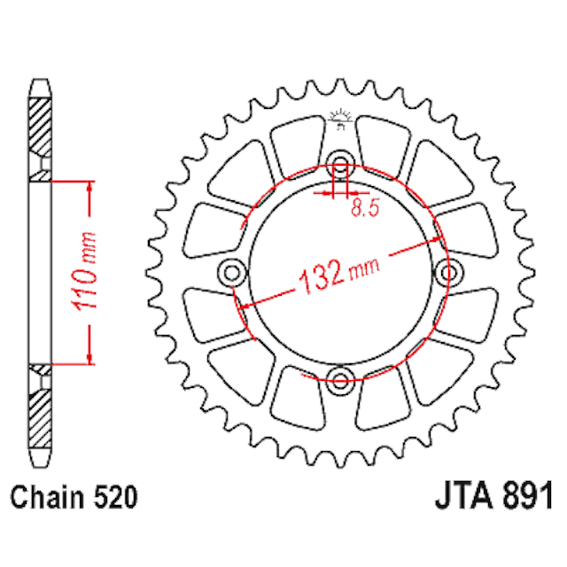 Corona de Alumínio 48 Dientes JTA891 JT Sprockets JTA891.48