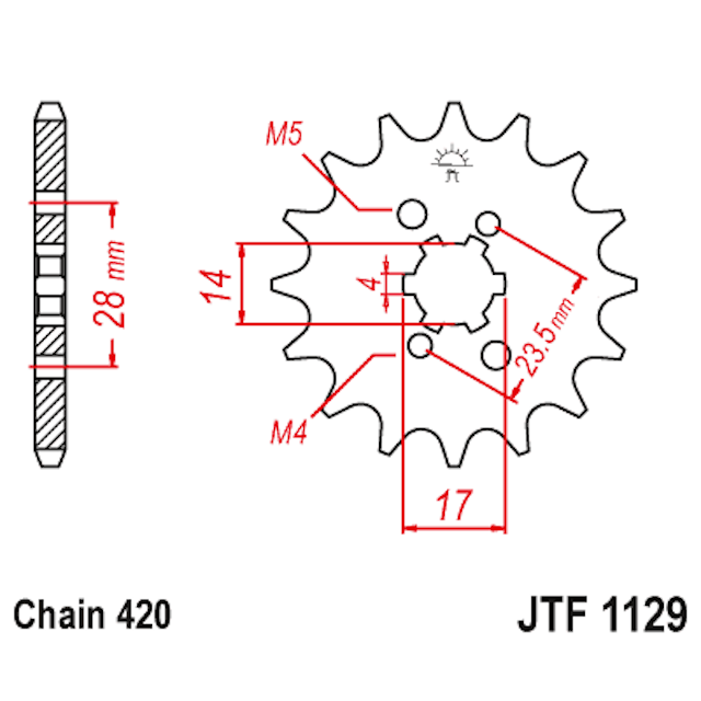 Piñon de Acero 14 Dientes JTF1129 JT Sprockets JTF1129.14