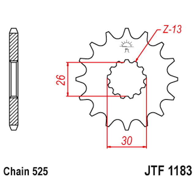 Medidas del piñón de acero 17 JTF1183 JT Sprockets