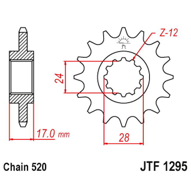 Piñon de Acero 13 Dientes JTF1295 JT Sprockets JTF1295.13