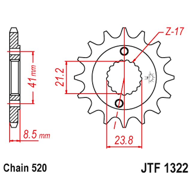 Piñon de Acero 13 Dientes JTF1322 JT Sprockets JTF1322.13