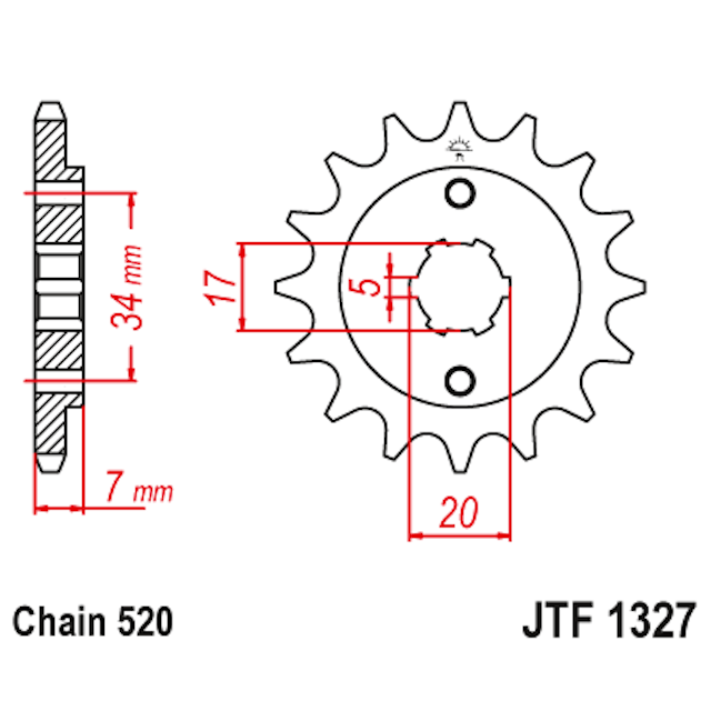 Piñon de Acero 15 Dientes JTF1327 JT Sprockets JTF1327.15