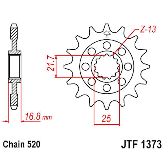 Piñon de Acero 17 Dientes JTF1373 JT Sprockets JTF1373.17