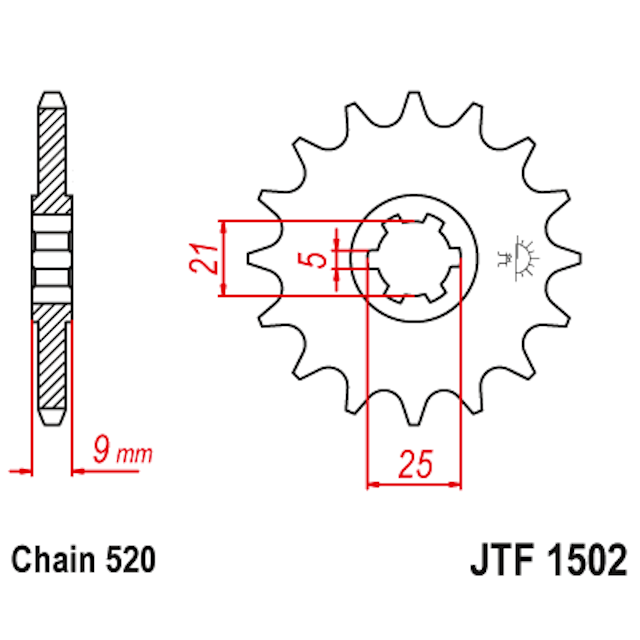 Piñon de Acero 13 Dientes JTF1502 JT Sprockets JTF1502.13